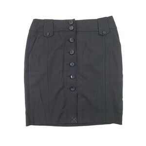 ANN Taylor Pencil Skirt Black Button Accents Women's Size 8 Petite NWT